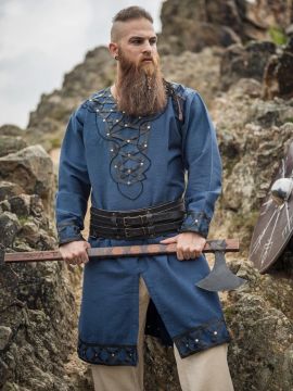 Tunique viking Erik en bleu foncé XXL