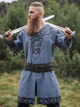 Tunique viking Erik en bleu-gris