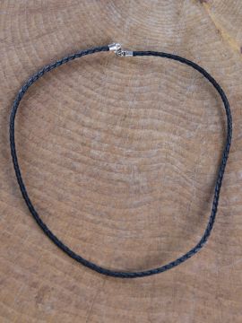 Collier en cuir tressé 50 cm