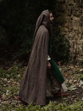 Manteau en laine à capuche en marron