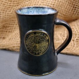 Chope motif "arbre de vie", en gris-bleu