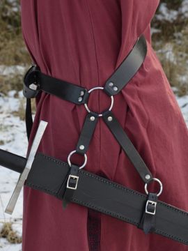 Ceinture porte épée en cuir noir