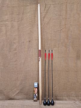 Ensemble Arc Longbow 60'' et trois flèches blanc-écru