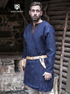 Veste viking croisée en laine, couleur bleue XXL