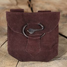 Pochette en daim avec boucle serpent, marron