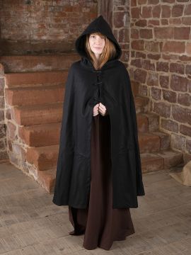 Cape avec longs boutons en noir