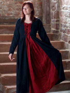 Robe médiévale en coton noire et rouge XXXL