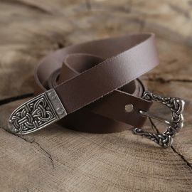 Ceinture médiévale longue et étroite en cuir marron