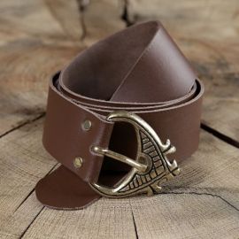 Ceinture médiévale large et longue en marron