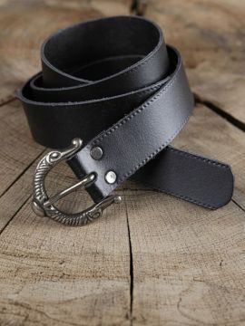 Ceinture médiévale longue et étroite, boucle anglo-saxonne noir