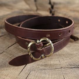 Longue ceinture médiévale à boucle double, marron