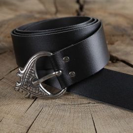 Ceinture médiévale large et longue en noir