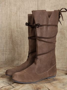 Bottes médiévales en cuir chamoisé à lacets pour femme 37 | noir