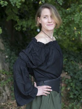 Blouse médiévale en viscose, noire