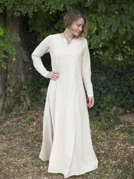 Robe médiévale simple en blanc-écru XL