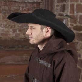 Chapeau tricorne ou bicorne en feutre en noir