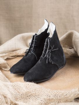 Bottines médiévales, semelle caoutchouc en noir