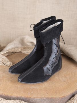 Bottines médiévales avec laçage sur le côté en noir 42