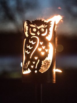 Flambeau en acier motif hibou