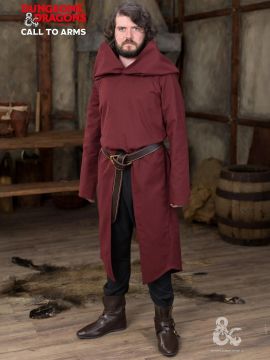 Manteau D&D Paladin à grande capuche en bordeaux