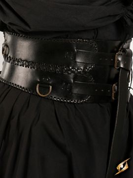 Ceinture corset en cuir, en noir