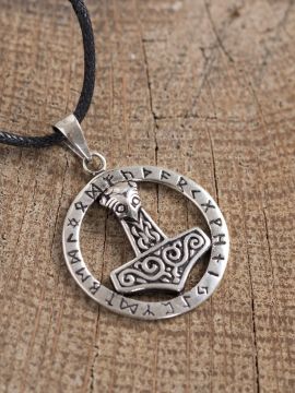 Pendentif anneau runique, marteau de Thor