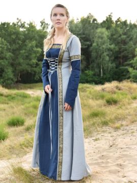 Robe médiévale Eléonore en bleu bicolore M