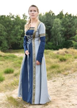 Robe médiévale Eléonore en bleu bicolore