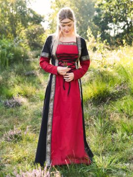 Robe médiévale Eléonore en rouge et noir