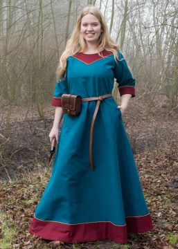 Robe médiévale Gesine bleu pétrole