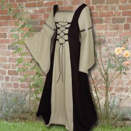 Robe médiévale Elisabeth en noir et sable