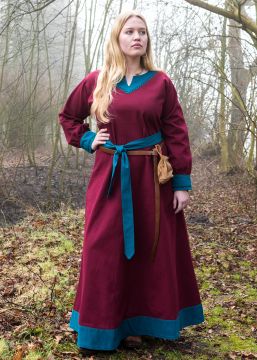Robe viking Freydis bordeaux/bleue