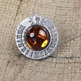Pendentif cadran solaire Saturne, orange