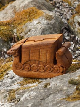 Boite en bois "Bateau viking"