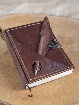 Carnet d'écriture en cuir marron, petit modèle