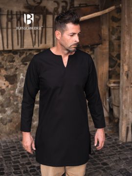 Tunique en coton non peigné en noir XXXL