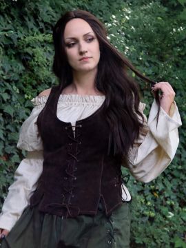 Corset en cuir marron L