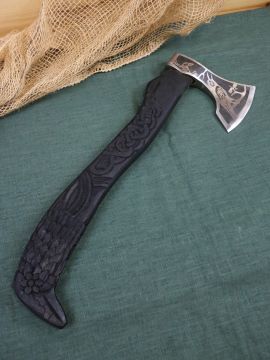 Hache viking avec ornements "les corbeaux d'Odin"