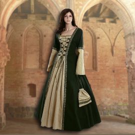 Robe médiévale Iris verte-roseau