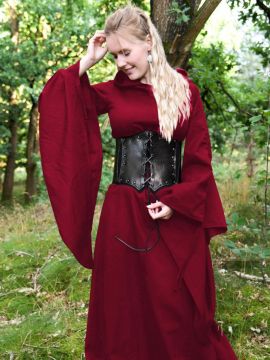 Robe médiévale Isra avec capuche, rouge L