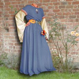 Robe médiévale Johanna à capuche en bleu clair