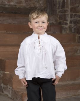 Chemise blanche avec col lacé pour enfant grande