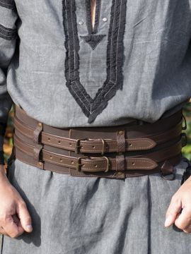 Ceinture viking double marron foncé 120 cm