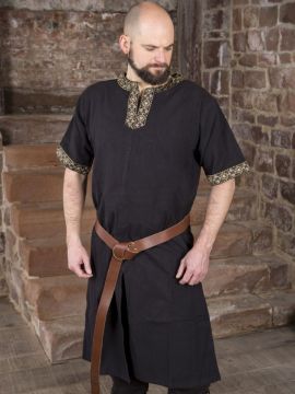 Tunique médiévale à manches 3/4 en noir Grande Taille 4XL