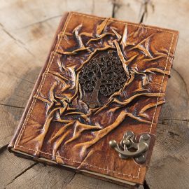 Grand carnet en cuir motif arbre