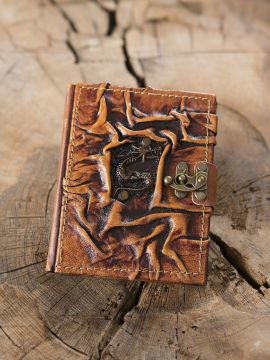 Petit Carnet en cuir, motif dragon