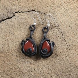 Boucles d'oreilles avec jaspe rouge
