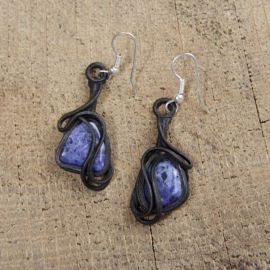 Boucles d'oreilles avec sodalite