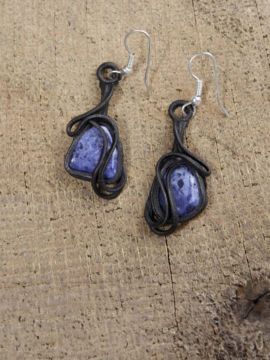 Boucles d'oreilles avec sodalite