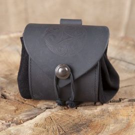 Petit sac de ceinture en cuir Triskele en noir